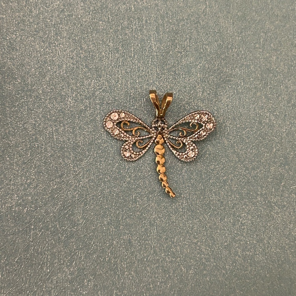 10k Gold/White Gold Dragonfly Pendant